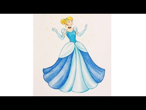 Уроки рисования. Как нарисовать Золушку (Cinderella)  цветными карандашами | Art School