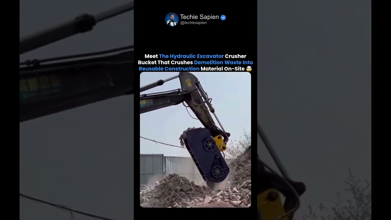 This Excavator Crusher Bucket Turns Demolition Waste Into Reusable Material 🤯🚜♻️