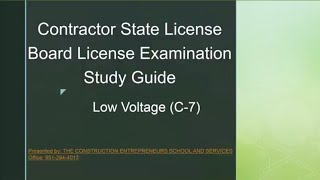 Low Voltage C7 Exam Study Guide