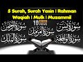 Surah yasin yaseen  surah rahman  surah waqiah  surah mulk  surah muzammil  5 surah recitation