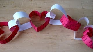 Valentines Day paper heart chain decoration