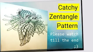 Catchy Zentangle Pattern time lapse || Flower & leaf #9
