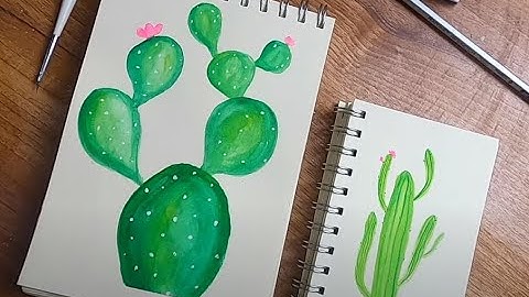 Thuong Vlogs 011 | Hướng dẫn vẽ cây xương rồng đơn giản | How to draw Cactus