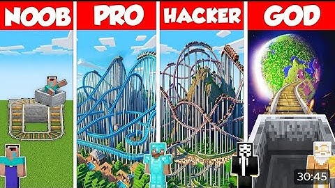 Minecraft rollercoaster Base build challenge|Noob vs pro vs hacker vs God // Animation