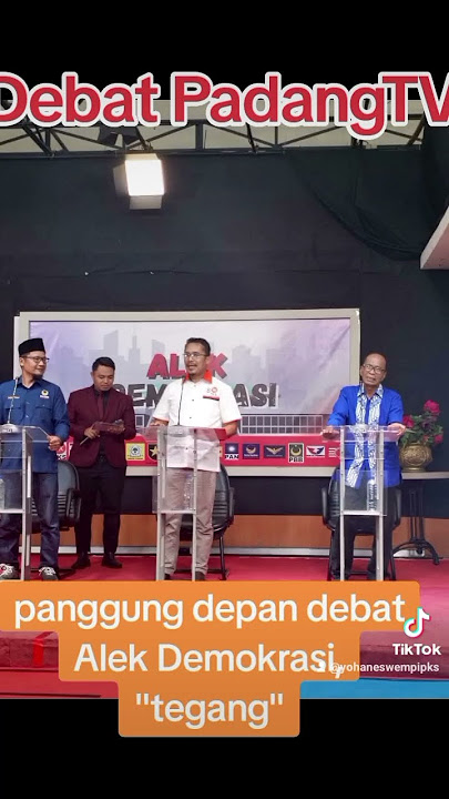 Panggung belakang dan pangung depan debat Alek Demokrasi PadangTV tadi malam