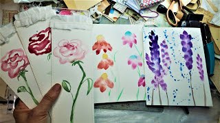 Super Easy Watercolor Flowers for Beginners Tutorial For Junk Journal Bookmarks! Paper Outpost! :) screenshot 3