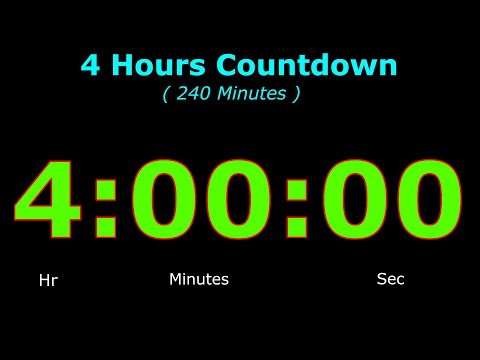 4 Hours Countdown [Reverse Time] 240 To 0 Minute Timer | Digital Clock | Alarm | Stopwatch