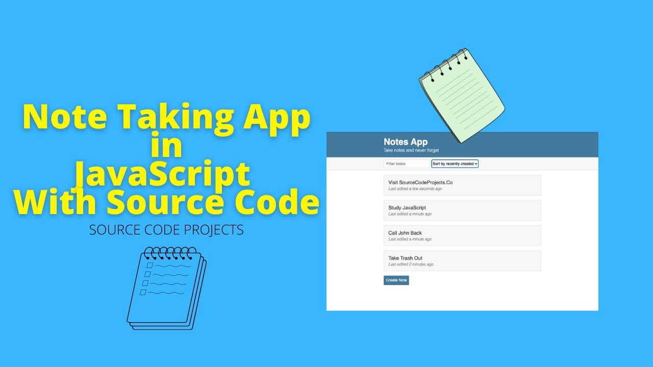 Note Taking App in JavaScript With Source Code HD 1080p - YouTube