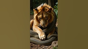 Rescue a lion attacked by a giant python  #snake #youtubeshorts