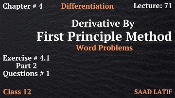 Class 12 Maths | Lecture 71 | Chapter 4 | Derivative By First Principle Method | Examples