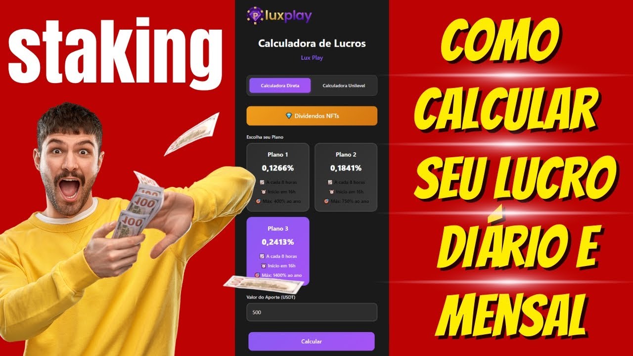 LUXPLAY CALCULADORA de GANHOS: NOVA FORMA de GANHAR DINHEIRO na BLOCKCHAIN (STAKING + NFT)