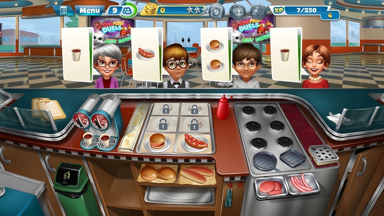 Cooking Fever Fast Food Court🍔🌭 - Level 8 (3 Stars Gameplay)⭐⭐⭐ 