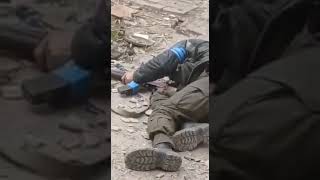 A Chechen fighter want to show his confirmed kill 1 azov in mariupol