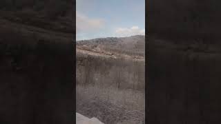 Россия из окна поезда. Уральские горы.
