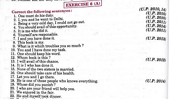 Syntax exercise 6a | one must do his duty | syntax class 12 up board | pronoun solved exercise