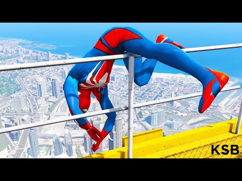 SPIDERMAN CRAZY JUMPS/FALLS #03 (GTA 5 Spider-Man Fails)