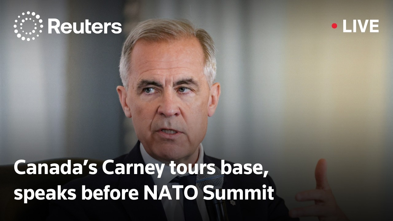Canada’s Prime Minister Mark Carney tours a military base in Halifax, Nova Scotia and delivers remarks before departing for Ankara, Turkey, where he will participate in the NATO Summit.
 
#MarkCarney #MilitaryBase #NATO #PrimeMinister #Canada #Halifax #NovaScotia #Live #Reuters #News

Keep up with the latest news from around the world: https://www.reuters.com/