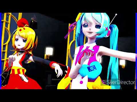 MMD、リン、ミク、計2人、で、GimmeｘGimme