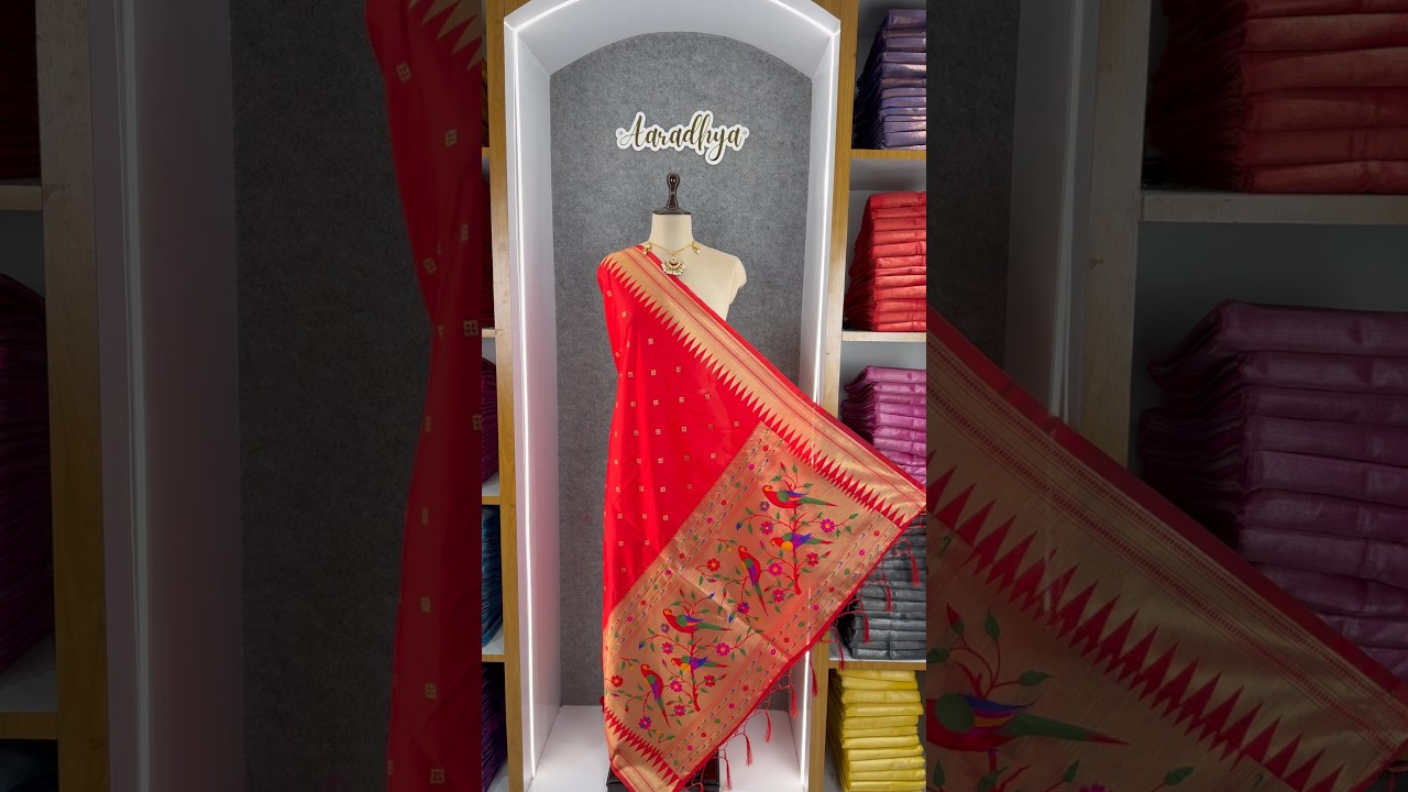 Pure Zari Temple Parrot Paithani Dupatta