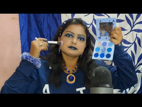 ASMR Doing my Blue Makeup 💙💄