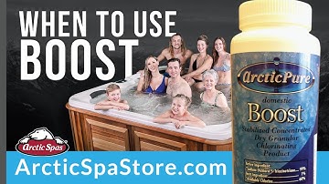 When should you use Boost (Chlorine) in an Arctic Spa with the Spa Boy or Onzen Saltwater System?