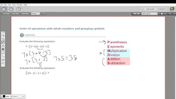 Order of operations with whole numbers and grouping symbols