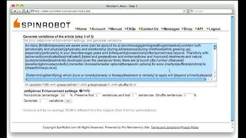 Spinrobot.com - automated jetspinner article rewriting