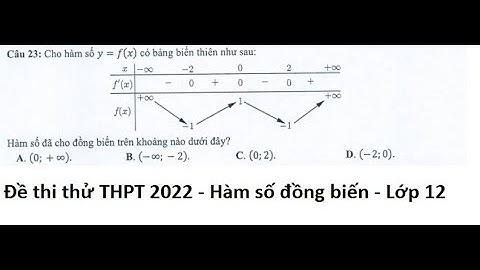 Gợi ý giải đề thi thử THPT 2022 - Môn Toán- Câu 23: Cho hàm số y=f(x) có bảng biến thiên như sau