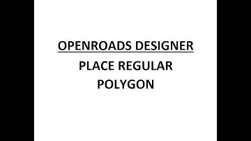 ORD - MicroStation - 4.9 - Place Regular Polygon