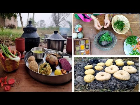 Rural Life of MP || Malwa ki Prassidh Reacipe Dal Baati Churma || Rakhode Laddu