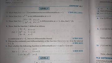 EX 10.1 Q 1 TO Q 5 SOLUTIONS OF DIFFERENTIABILITY  RD SHARMA CLASS 12 TH