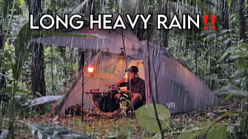 STRUGGLE IN LONG HEAVY RAIN‼️SOLO CAMPING HEAVY RAIN WITH UMBRELLA TENT