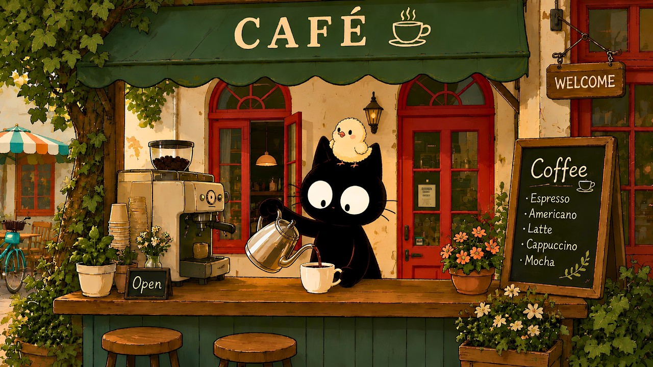 Cat Jazz Relax Smooth Jazz Cafe with Coffee Brewing Ambience