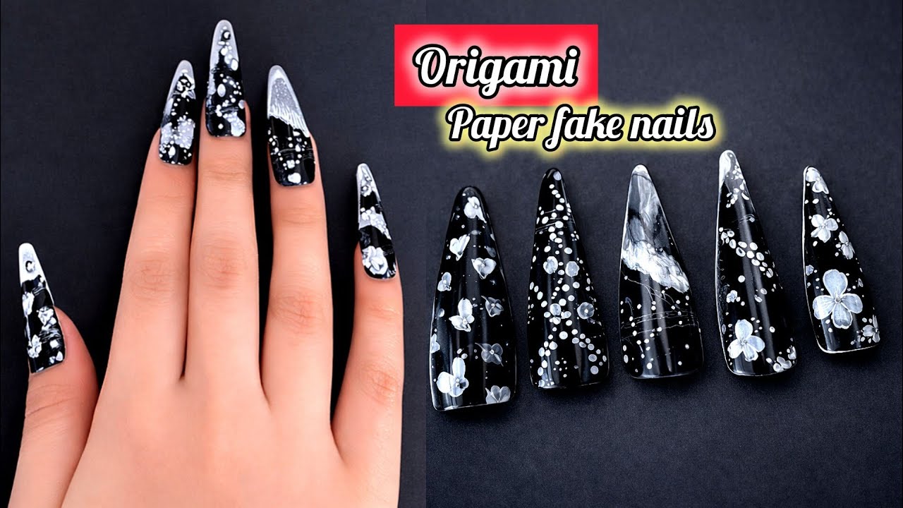 How to make origami paper fake nails | Origami paper fake nails making ...