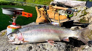 MONSTER Trout Catch & Cook!!! 48h SURVIVAL in the Mountains! (AquaView Fishing)