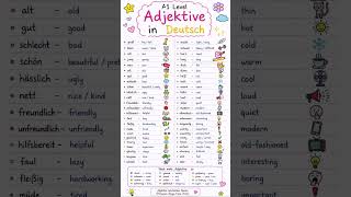 German A1 Adjektive 🇩🇪 | 50  Wichtige Adjektive mit Bedeutung | German Vocabulary for Beginners