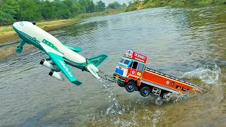 New Tata Truck River Accident Pulling Out Aeroplane | Cartoon Video | Tractor Cartoon | Jcb Cartoon