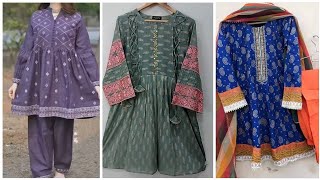 Comfortable * printed * CASUAL WEAR lawn Cotton Linen Short Frocks Style Kurta DESIGNING