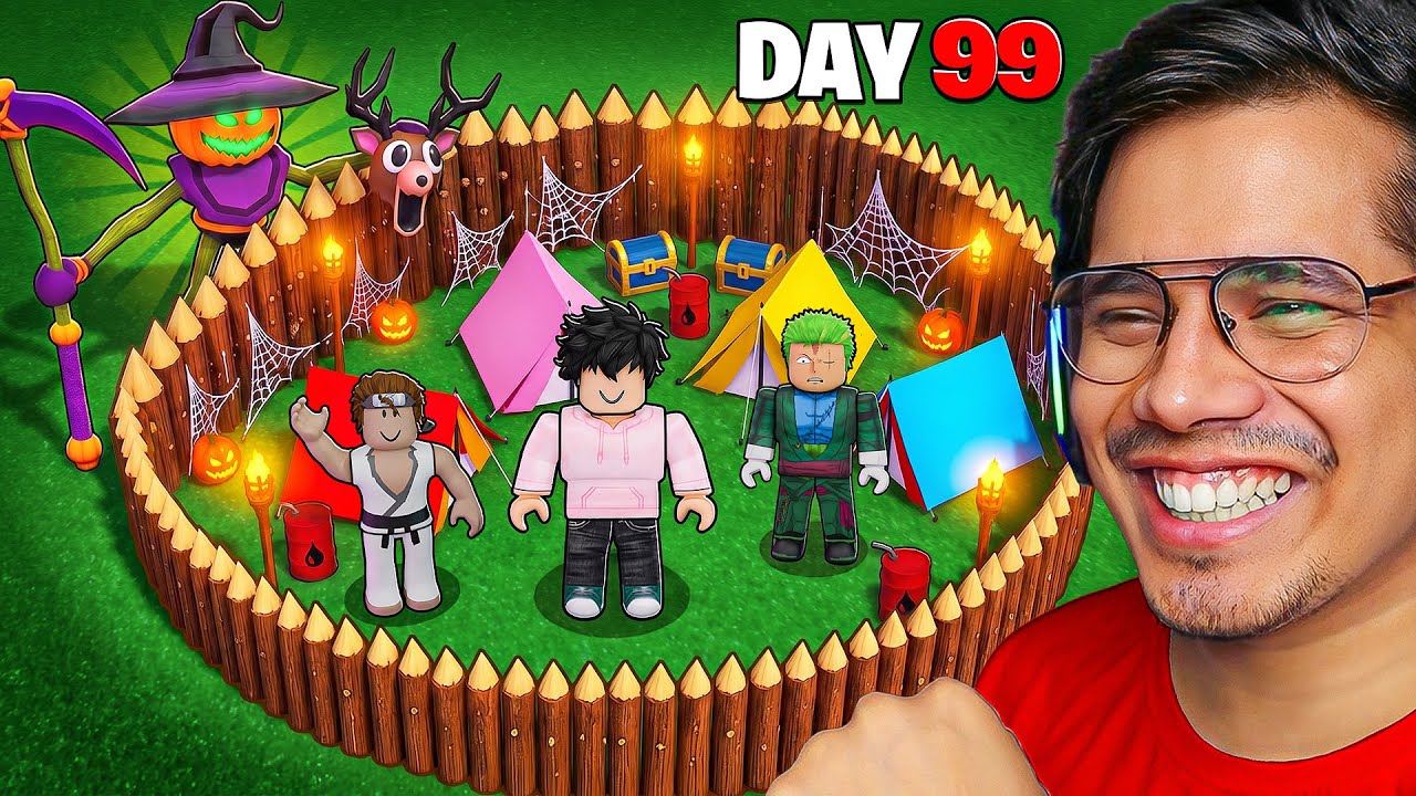 SURVIVING HALLOWEEN UPDATE IN 99 NIGHTS IN THE FOREST ROBLOX 😱