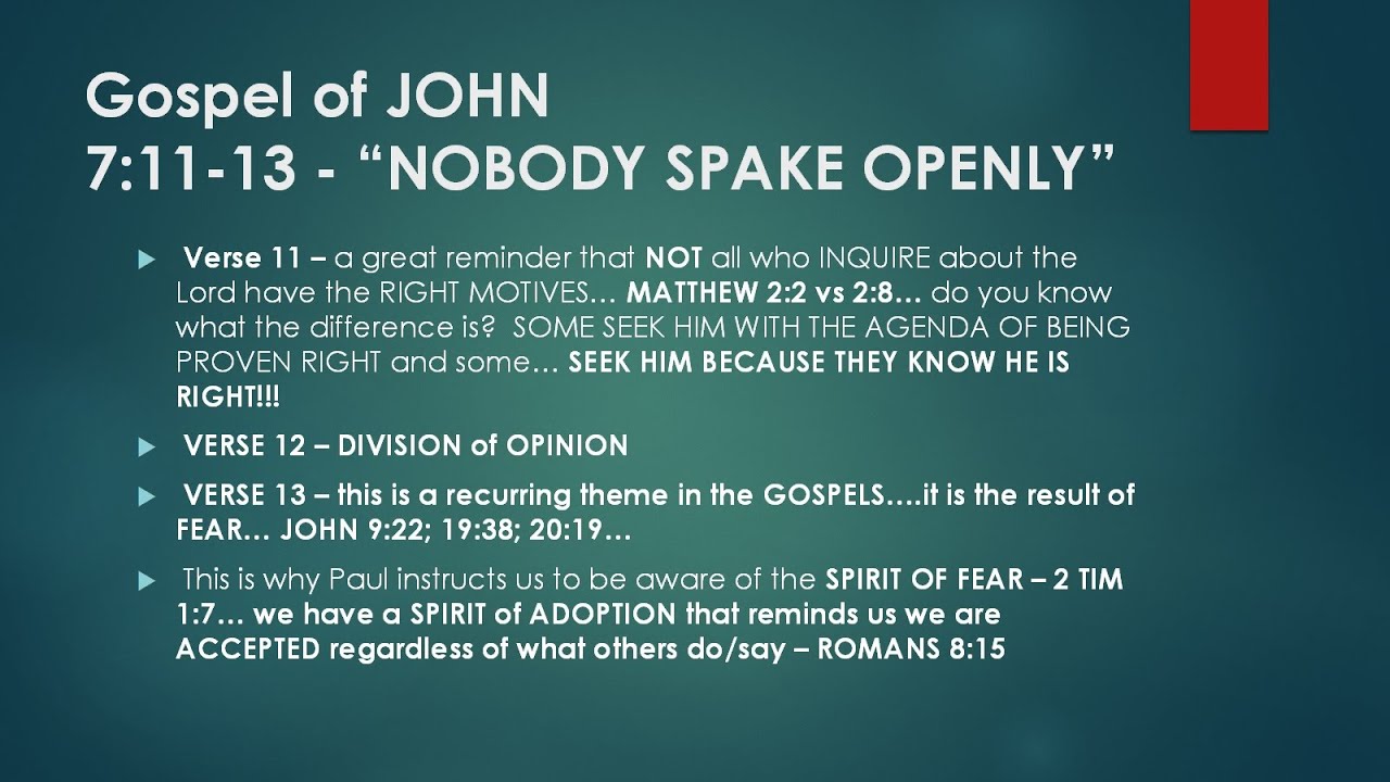 Silent Due to Fear & My Doctrine - John 7:11-17 - YouTube