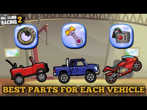 BEST PARTS FOR EACH VEHICLE ?? - Hill Climb Racing 2