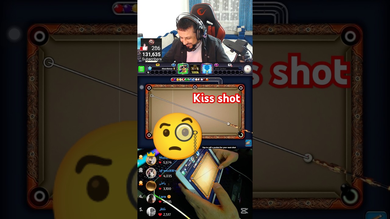 omar Jordan kiss shot in 8 ball pool  