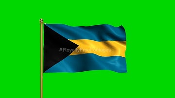 Bahamas National Flag HD | World Countries Green Screen Flag animation loop | Royalty Free Footages