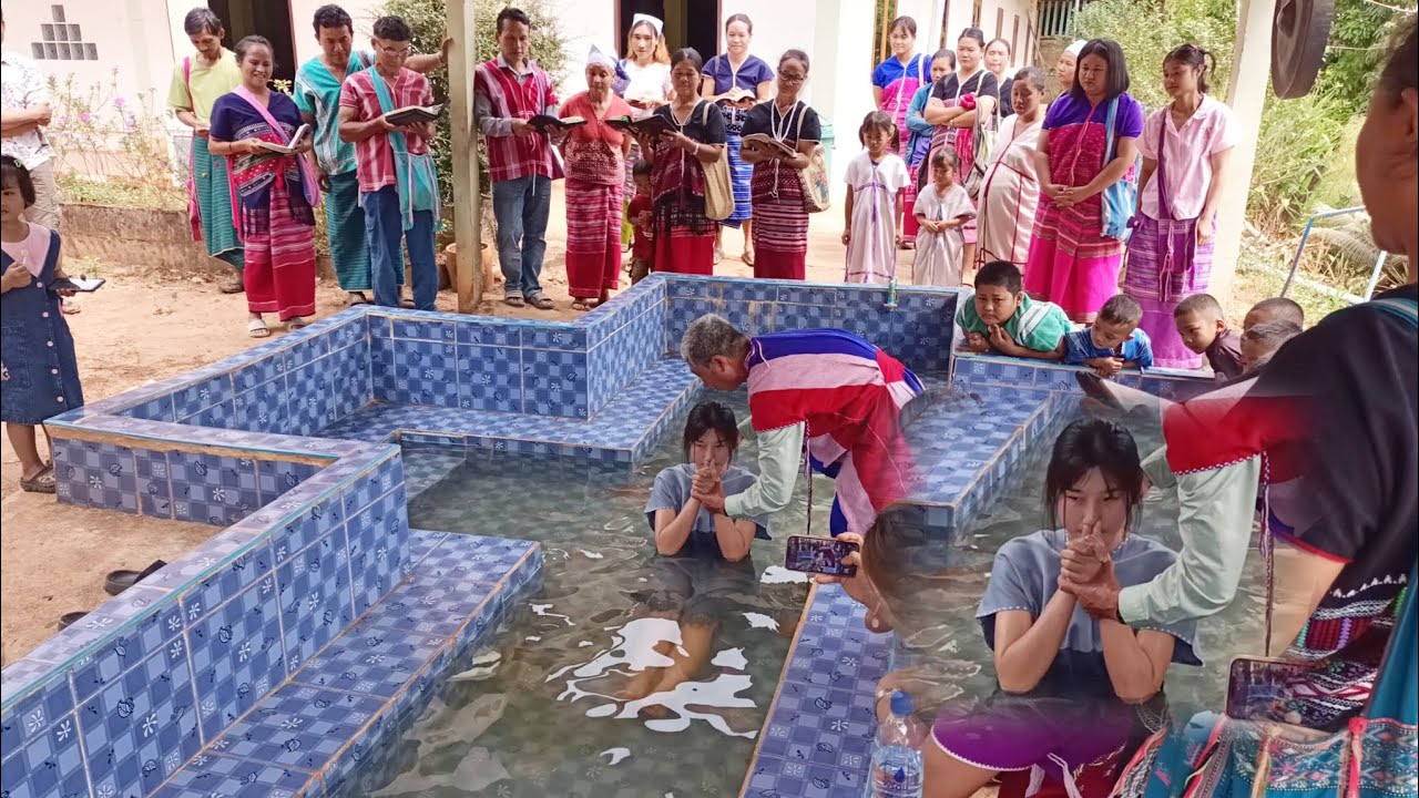 Karen water baptism ceremony in the mountains.