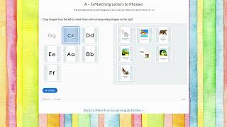A – G Matching Letters to Phrases | Alphabet Games for Kids