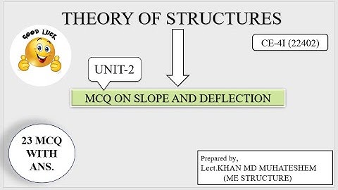 Mcq on theory of structures unit-2||mcq on slope and deflection||22402