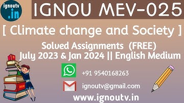 IGNOU MEV-025 Solved Assignment July 2023 & Jan 2024 [FREE] || IGNOU PGCCC || IGNOU TV || IGNOU ||