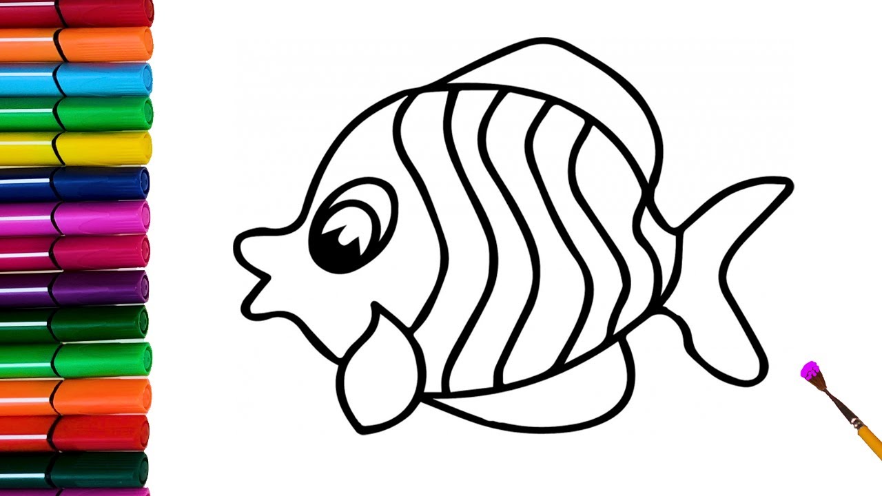 How to draw a fish and color? Drawing a cute fish is easy for children ...