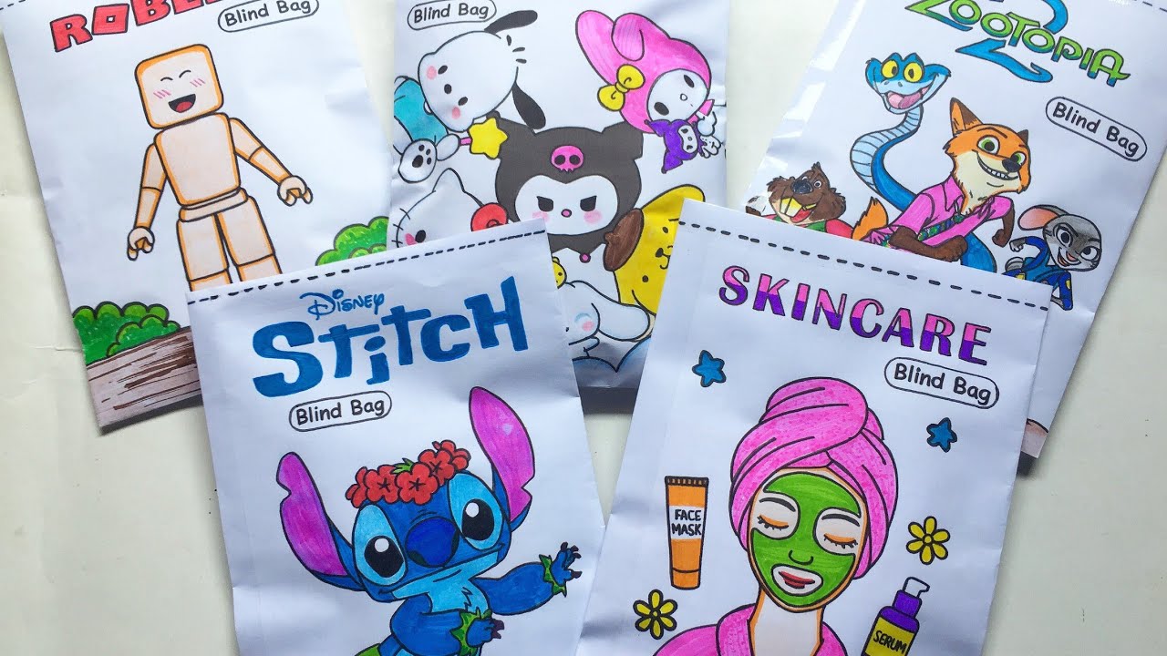 DIY Paper Blind Bag Opening! 🛍️ Sanrio, Roblox, Zootopia 2 , Skincare ,Stitch