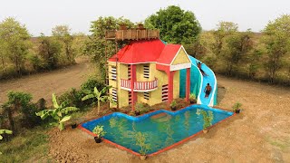 Takes 50 days to build the most beautiful 2 storey villa with swimming pool and water slide around